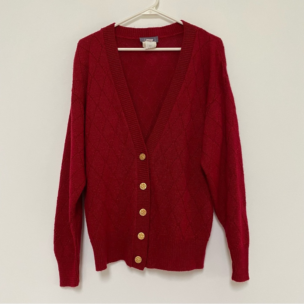 Vintage Alison J. Grampa Cardigan Sweater Maroon M